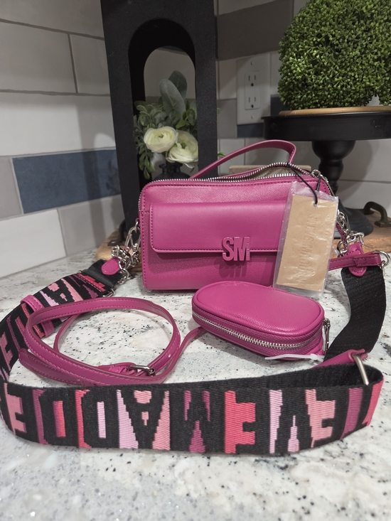 Steve Madden Handbags - Steve Madden Hot Pink Crossbody Bag with Detachable Logo Strap